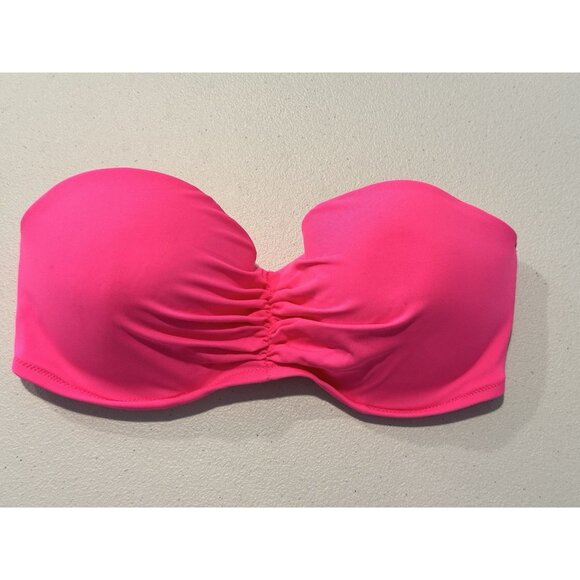 Victoria Secret Strapless Bikini Top Only Underwire Hot Pink Size 34DD - Picture 1 of 6